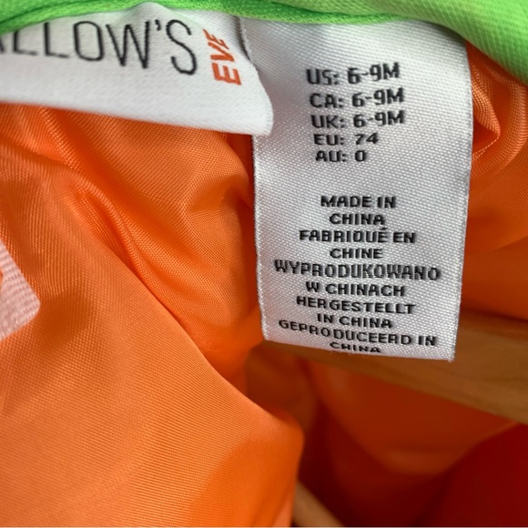 Hallow’s Eve Pumpkin Costume Soft Puffy Infant 6-9 Months Orange Green Halloween - Picture 8 of 9